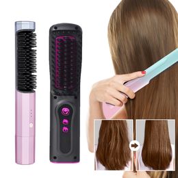 Hair Straighteners 2 In 1 Straightener Brush Professional Comb for Wigs Curler Styling Tools 230906