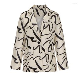 Women's Suits Spring Autumn European Fashion Women Small Suit Coat Printed Casual High End Windproof Parkas Plus Size