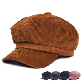 Berets Corduroy Sboy Cap For Female Coffee Vintage Hat Women Autumn Winter Brand Ladies Painter Octagonal