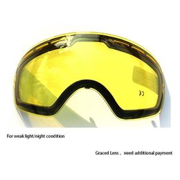 Ski Goggles GOG 201 Lens Yellow Graced Magnetic Lens For Ski Goggles Spherical Ski Glasses Night Skiing Lens 230905