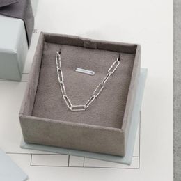 Chains 2023 Trend 925 Silver Pin Necklace Simple Exquisite Luxury Shining Famous Jewelry For Women Party Anniversary Gift.