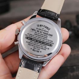 Wristwatches "Luxury Fashion Leisure 30m Waterproof Engraved Watches Carving Meaningful Content For Boyfriend Fiance "