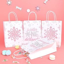 Gift Wrap 16pcs Winter Onederland 1st Birthday Party Favour Bags Snowflake Paper Treat Boys Girls First Supplies