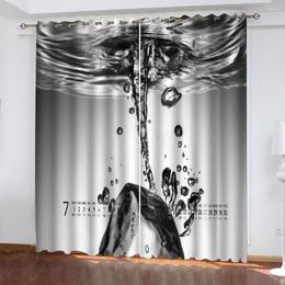 Curtain Morden Grey Water Curtains 3D Window For Living Room Bedroom Customised Size