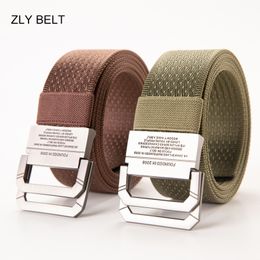 ZLY 2021 New Fashion Hot Selling Woven Canvas Belt Men Women Unisex Metal Alloy Buckle Casual Style Quality Stripe For Jeans