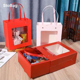 Gift Wrap StoBag 5pcs Valentine's Day Packaging Box With Clear Windower Birthday Wedding Flower Chocolate Decoration Favors