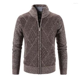 Men's Sweaters Men Knit Outwear Cardigan Sweater Buttons Down Jacket Stand Collar Zipper Retro Vintage Autumn Winter Male Fashion A1218