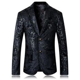 Men's Suits & Blazers YUSHU Mens 2021 Arrival Floral Blazer Men Wedding Prom Dress Plus Size 5XL Black Suit Jacket298i