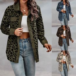 Womens Jackets Button Down Shirts Long Sleeves Oversized Leopard Print Corduroy Coats 1 Coat Or Warm Wrap 230906