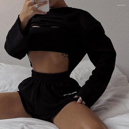 Women's Tracksuits Korean Fashion Sweatshirts Sets Women 3 Piece Shorts Set Long Sleeve Tops Camisole Streetwear 2023 Autumn Y2k Ladies