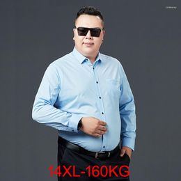 Men's Dress Shirts 160KG Large Size Men Big Shirt Long Sleeve 7XL 10XL Autumn Office Formal 8XL 9XL 11XL 12XL 14XL Business