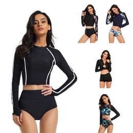 Women's Swimwear 2023 Fashion Comfortable Split Long-Sleeve Swim Surfing Suit Sunscreen Quick-Drying Water Sports Beach