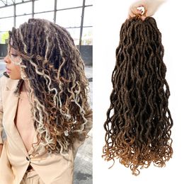 Human Hair Bulks Ombre Curly Synthetic Crochet Hair Braiding Hair Extensions Goddess Faux Locs 8 Inches And 18 Inches Soft Dreads Dreadlocks Hair 230906