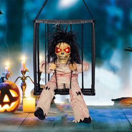Other Event Party Supplies Halloween Scary Talk Ghost Prisoner Flashing Light Sound Scary Talking Prisoner Decor Props Talking Skeleton Ghost Prisoner Cage 230905