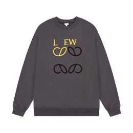 High version Luxury Fashion Luo Family Colour Block Letter Embroidery Round Neck for Men Women Autumn and Winter New Terry Sweater OS Loose