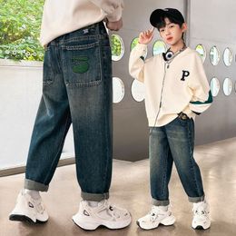 Jeans Children Clothing Casual for Boy Denim Pants Cotton Spring Autumn Elastic Waist Kids Baggy 4 6 7 8 10 12 Years 230905