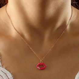 Pendant Necklaces Fashion Creative Geometric Red Lip Cute Strawberry Letter Jewelry For Women 2023 Party Trinkets Necklace