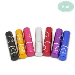 Party Favor 5ml Lovely Double Love Heart Pattern Refillable Aluminum Perfume Bottle Empty Spray Atomizer Container Q557