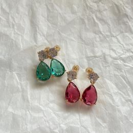 Dangle Earrings LONDANY Earings European And American Water Drop Diamond Light Luxury Red Green High-end Ins Female