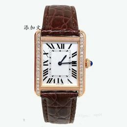 for Womens Tank Wrist Watches Women Mechanical Diamond Rose Gold Platinum Square Face Stainless Steel Ladies El