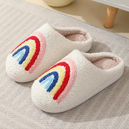 Slippers Winter For Women Men Unisex Funny Cute House Bedroom Toe Closed Flip Flop Colorful Plush Fashion Cozy Shoes