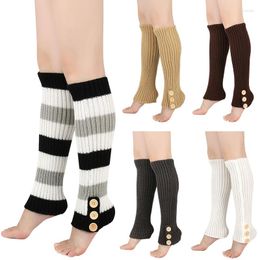 Women Socks 2023 Knitted Wool Winter Thicken Warm Harajuku Button Leggings Stockings Knee Sock Christmas Gifts