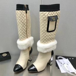 Chanells Designer Embroidered Luxury Women Electric Chanellies Boots Sexy Color Chaannel Matching Leather Headband Boots Lady Match Various High Heel Shoe