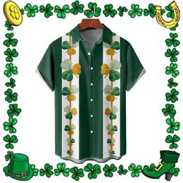 Men's Casual Shirts Irish Shamrock Shirt Vacation St Patricks Day Blouses Short-sleeved Stylish Oversized299K