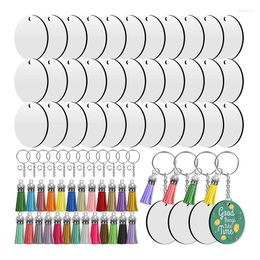 Keychains Sublimation Blanks 200 PCS 2Inch Round Keychain Circle With Tassels For DIY Craft Making