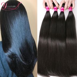 Hair Bulks Yosolo bundel jalinan lurus rambut manusia India hitam alami ekstensi gelombang 4 buah 230905