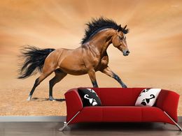 Wallpapers Customised Papel De Parede 3d Horses Sand Run Murals For Guest Children's Room Living Background Decorative Wallpaper