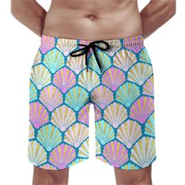 Men's Shorts Gym Sea Shells Retro Swimming Trunks Pink And Teal Man Quick Dry Sports Oversize Board Short Pants