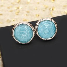 Stud Earrings 2023 Designer Fashion Jewellery Sky Blue Button Style Freshness Design Luxury Round Party Lady Fine Quality