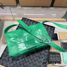 bottlegass Wax Venetass Cassette Oil Bag Leather Designer 15 Grid Small Woven One Shoulder Messenger