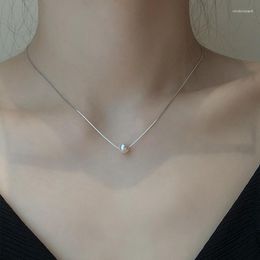 Chains S925 Sterling Silver One Pearl Necklace Women's Simple And Versatile Net Red Collarbone Neck Chain Jewellery Summer