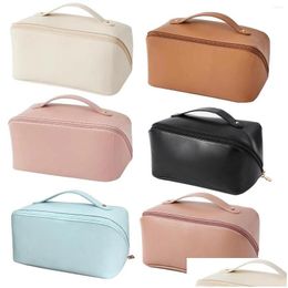 Storage Boxes Bins Portable Cosmetic Bag Waterproof Leather Makeup Case For Brushes Bottles Palettes Drop Delivery Home Garden Hou Dhics