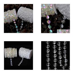 Party Decoration Wholesale-30 Metres Diamond Crystal Acrylic Beads Roll Hanging Garland Strand Wedding Birthday Christmas Decor Diy Dhrbx