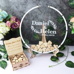 Other Event Party Supplies Personalized Acrylic round wedding guest book alternative Acrylic drop top Circle wood wedding guest book wedding name sign 230906