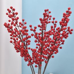 Decorative Flowers Artificial Winterberry Facai Fruit Red Acacia Bean Home Decor Wedding Plants Fabric Room Fake