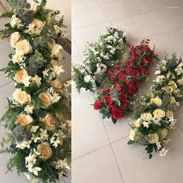 Decorative Flowers 1m Wedding Arrangement Decor Eucalyptus Artificial Flower Wall Foam Base Road Leads Silk T Stage Layout Wreath