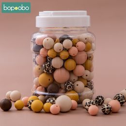 Teethers Toys Bopoobo 200Pcs Silicone Beads Baby Teething Food Grade BPA Free Care Chewable Round Teethers for Diy Pacifier Chain Accessorise 230906