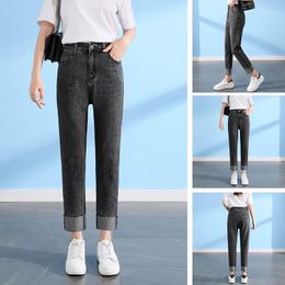 Women's Jeans Black Flanging Stitching Contrast Color Fine Velvet Frosted Straight Loose High Waist Thin Spring 2023