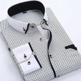 Mens Dress Shirts Designer Casual Slim Fit Long Sleeve Business Shirt Male Dot Print Autumn Formal Cotton Shirts Men New Brand1277n