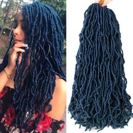 Human Hair Bulks Faux Locs Crochet Hair Blue Green Ombre 18 24 36 Inch Soft Locs Crochet Braids Curly Dreadlocks Hair Extensions African Roots 230906