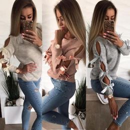 Women's Tanks Women Casual Solid Bow Tie Pullover Loose Sweater Jumper Tops Knitwear Blouse Cropped Y2k Cute Tank Top Luxury