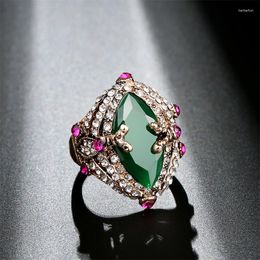 Wedding Rings Luxury Female Crystal Stone Green Ring Charm Silver For Women Vintage Cute Bride Zircon Engagement