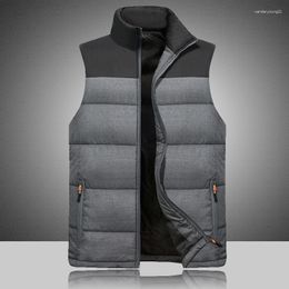 Men's Vests 2023 Autumn And Winter Solid Colour Zipper Spliced Cardigan Pocket Cotton Tank Top Standing Collar Vest Jacket Fashion Tops