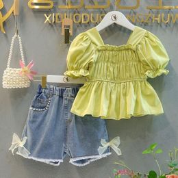 Clothing Sets 2023 Summer Girls Boby Kids Casual Shirt And Shorts Set Comfortable Cute Baby Clothes Children