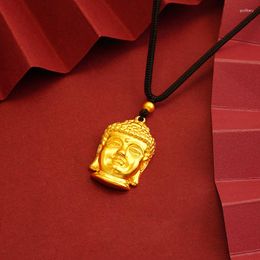 Pendant Necklaces Vintage Buddha Head Necklace For Women Men 18k Yellow Gold Filled Traditional Accessories Gift