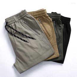 Men's Pants Plus Size 6XL Casual Cargo Men Spring Autumn Cotton Trousers Multi Pockets Elastic Waist Loose Straight